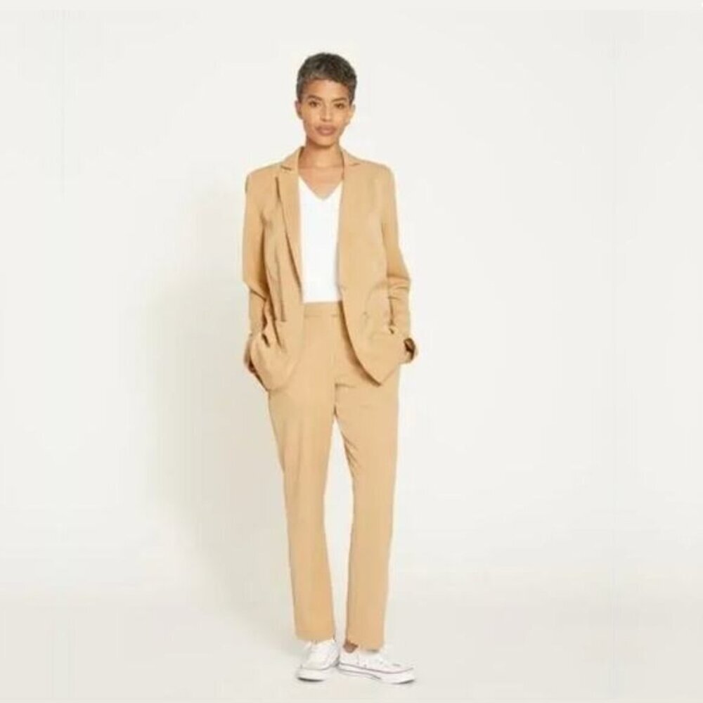 2/$30 NWT Universal Standard Cuffed Cigarette Twill Pant Ice Coffee XS #A1020